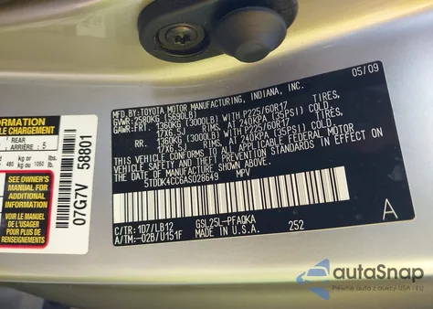 2010 Toyota Sienna Xle/Xle Limited из США, поврежденный, VIN 5TDDK4CC6AS028649